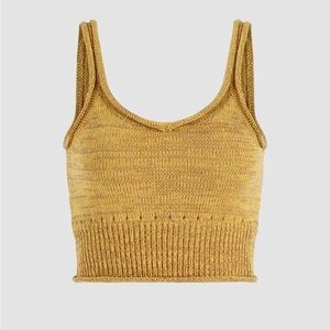 CIDER Yellow Knit Crop Top